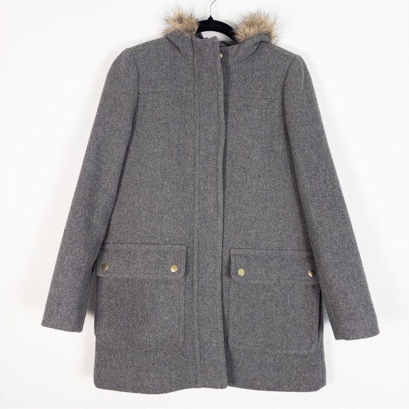 J Crew Grey Vail Wool Blend Hooded Parka Coat - Picture 3 of 16